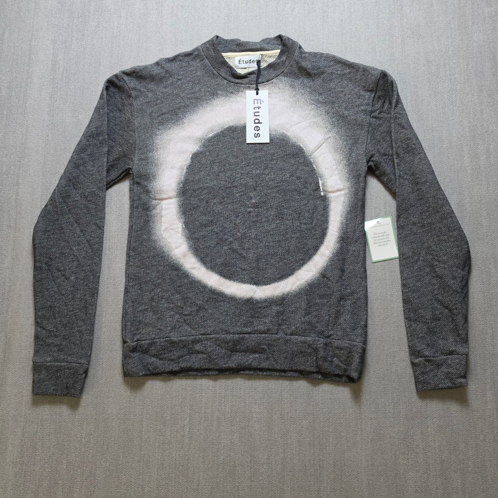 Études Sweatshirt Men M Gray Graphic Circle Print Crew Neck Pullover 100% Cotton